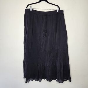 SEARS Black Boho Prairie Belle Cotton A-Line Skirt Size 1X (16-18W)